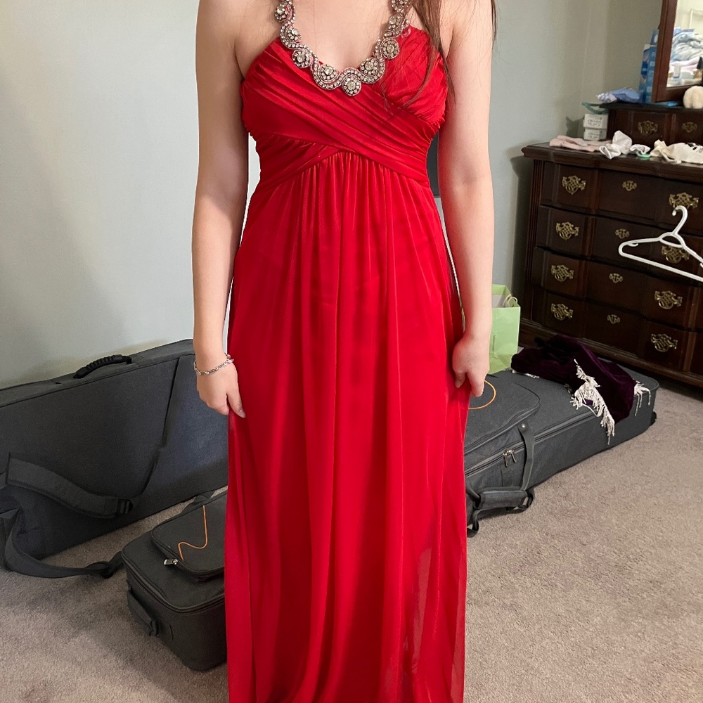 STUNNING Windsor Red Beaded Ball Gown